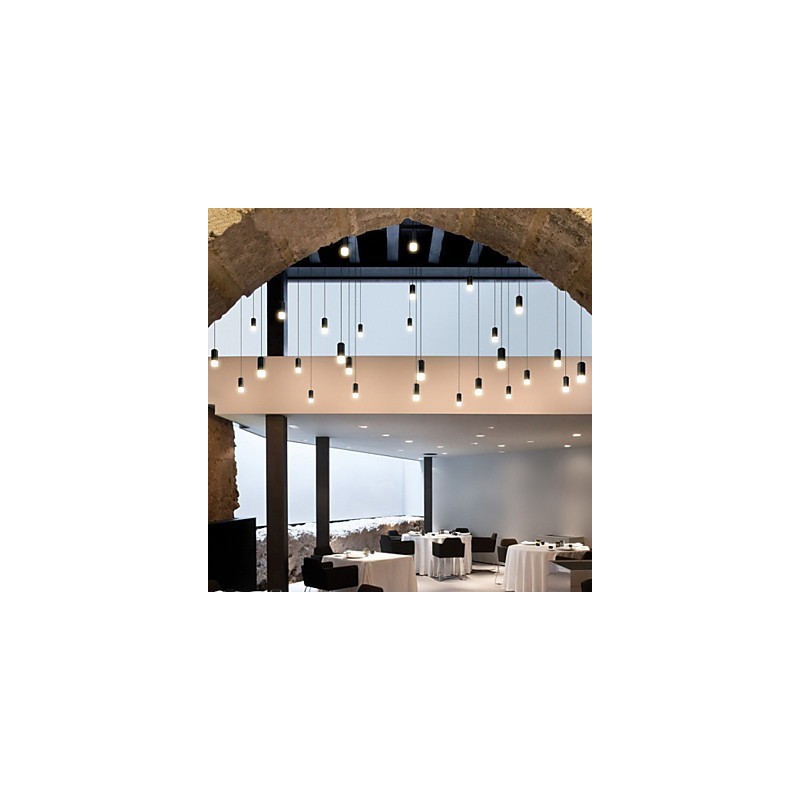 Lampada a sospensione geometrica LED 9 luci nera con cavo regolabile