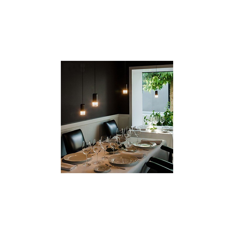 Lampada a sospensione geometrica LED 9 luci nera con cavo regolabile