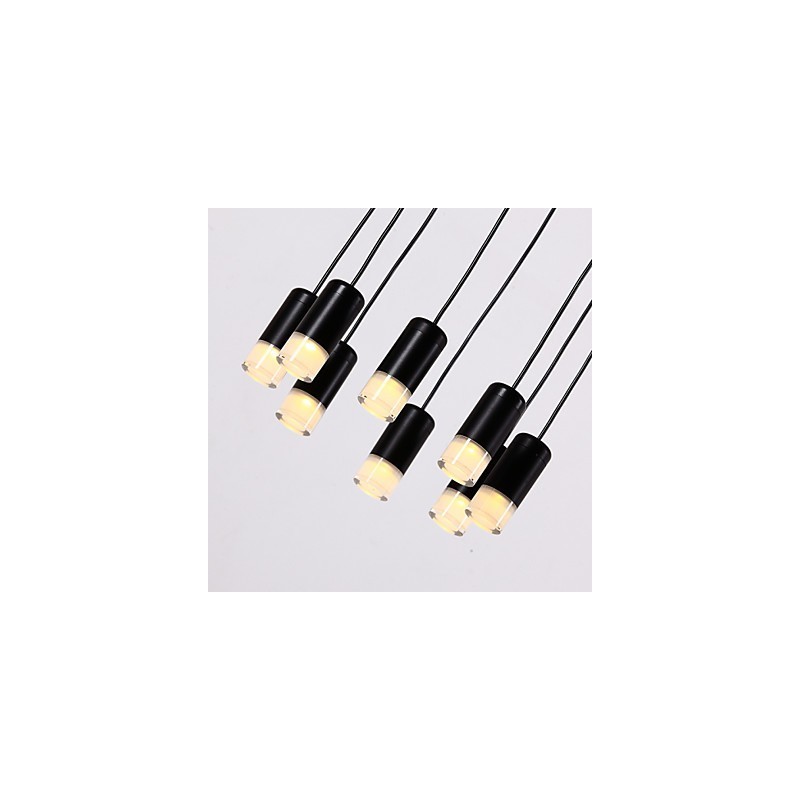 Lampada a sospensione geometrica LED 9 luci nera con cavo regolabile