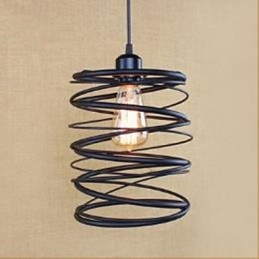 Lampada a sospensione in ferro battuto nera stile retrò con catena regolabile 2 lampadine