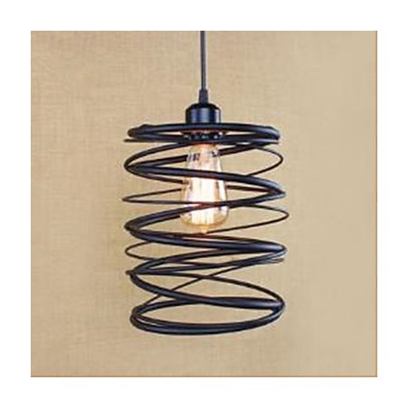 Lampada a sospensione in ferro battuto nera stile retrò con catena regolabile 2 lampadine