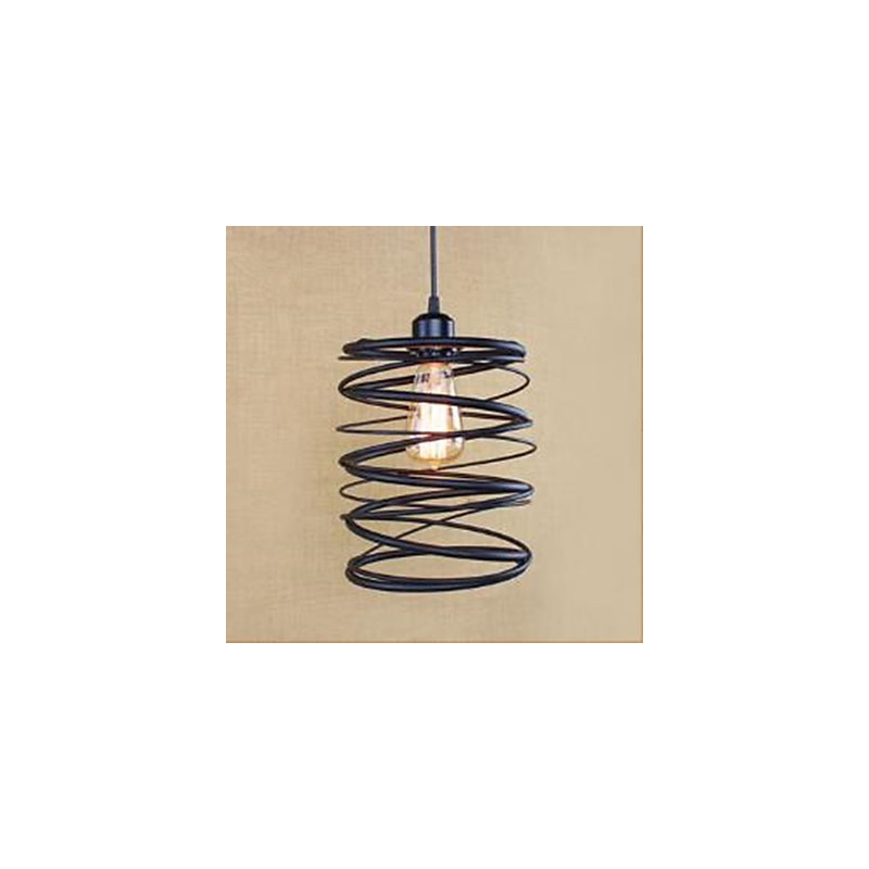 Lampada a sospensione in ferro battuto nera stile retrò con catena regolabile 2 lampadine
