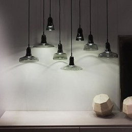 Lampada a sospensione in vetro contemporanea con decorazione in vetro