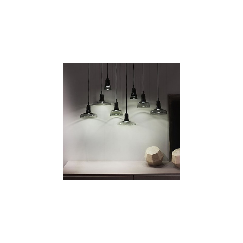 Lampada a sospensione in vetro contemporanea con decorazione in vetro