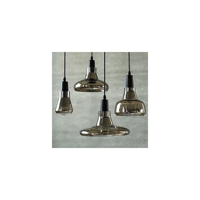 Lampada a sospensione in vetro contemporanea con decorazione in vetro