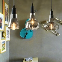 Lampada a sospensione in vetro contemporanea con decorazione in vetro