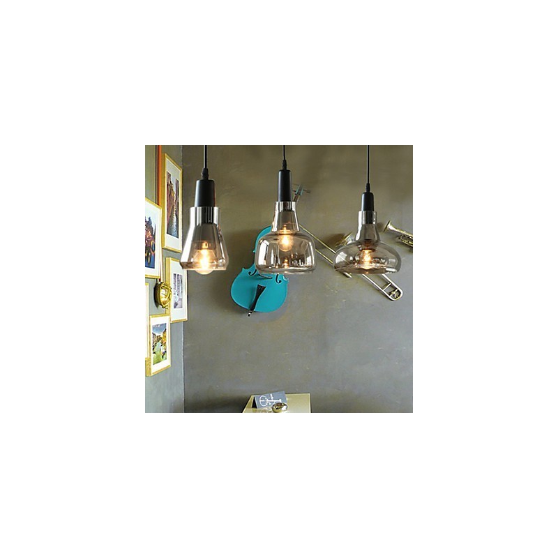 Lampada a sospensione in vetro contemporanea con decorazione in vetro