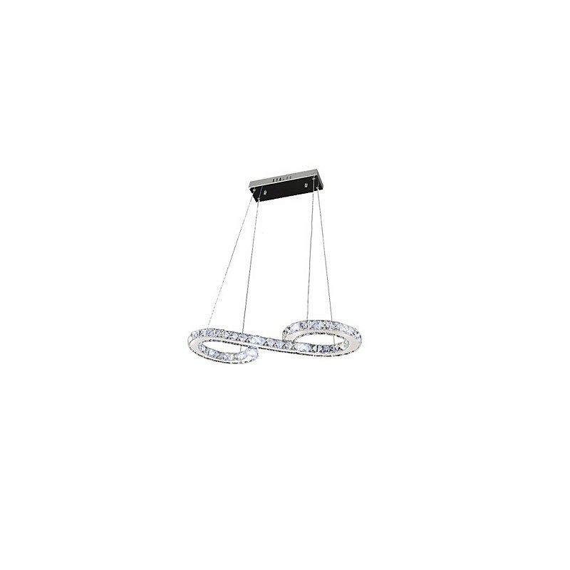 Lampada a sospensione moderna in cristallo argento LED integrato 57 cm