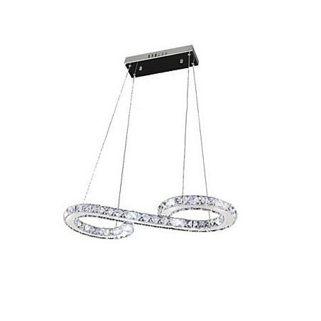 Lampada a sospensione moderna in cristallo argento LED integrato 57 cm