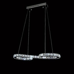 Lampada a sospensione moderna in cristallo argento LED integrato 57 cm