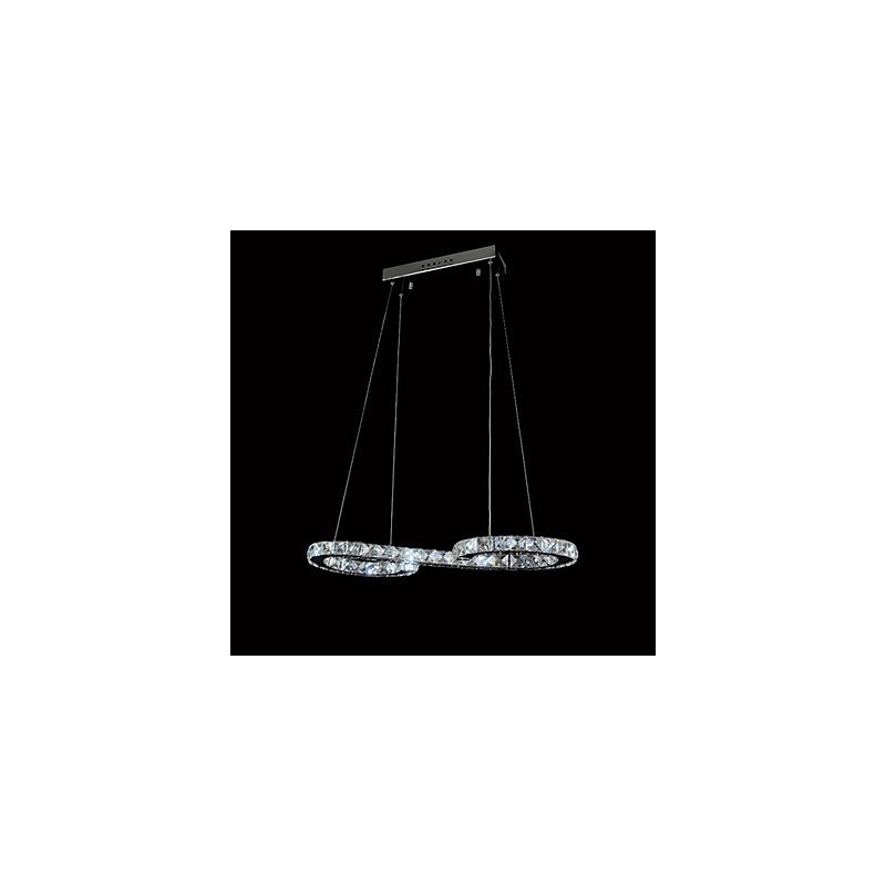 Lampada a sospensione moderna in cristallo argento LED integrato 57 cm