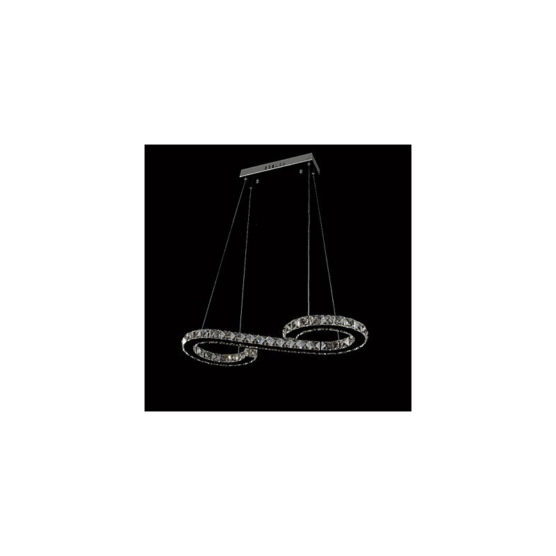 Lampada a sospensione moderna in cristallo argento LED integrato 57 cm