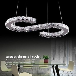 Lampada a sospensione moderna in cristallo argento LED integrato 57 cm