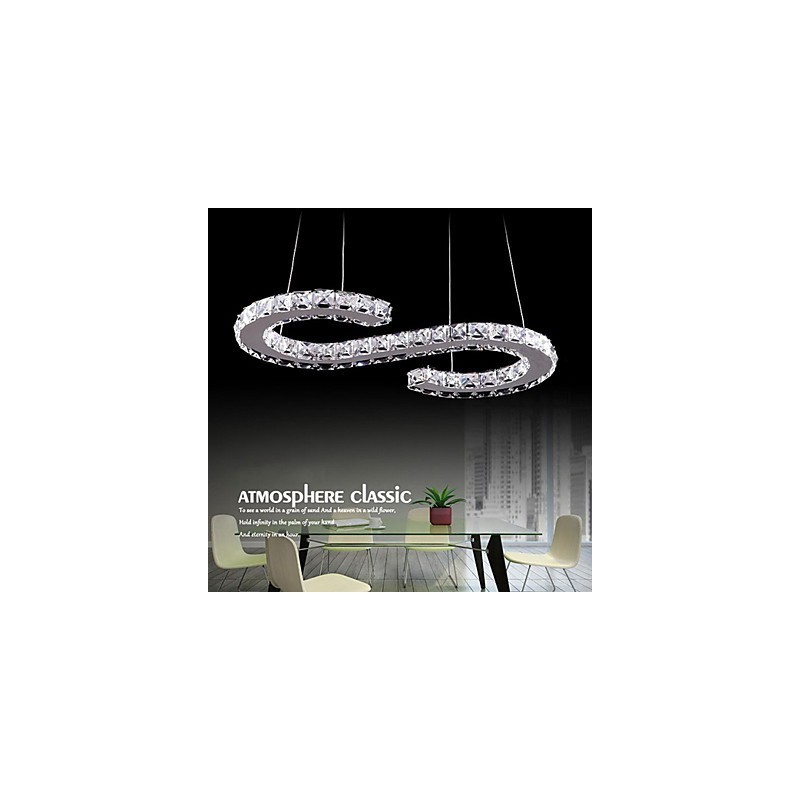 Lampada a sospensione moderna in cristallo argento LED integrato 57 cm