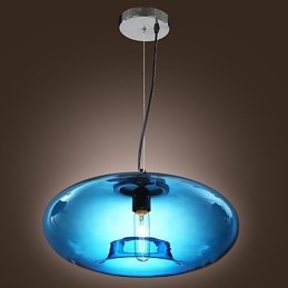 Lampada a sospensione moderna in vetro blu con lampadina inclusa