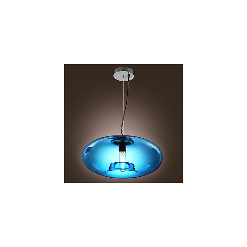 Lampada a sospensione moderna in vetro blu con lampadina inclusa