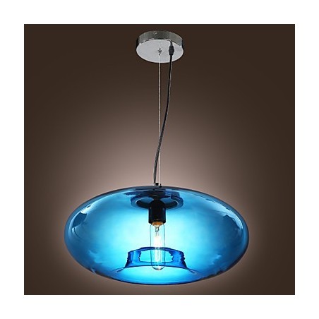 Lampada a sospensione moderna in vetro blu con lampadina inclusa