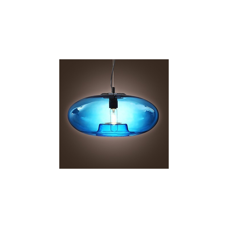Lampada a sospensione moderna in vetro blu con lampadina inclusa