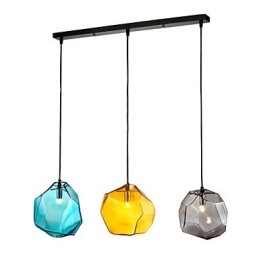 Lampada a sospensione moderna a 3 luci, finitura galvanica trasparente