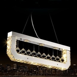 Lampadario a sospensione in cristallo rettangolare Droplight luce gialla