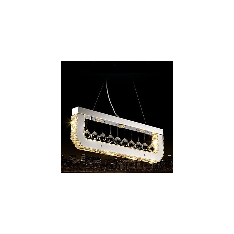 Lampadario a sospensione in cristallo rettangolare Droplight luce gialla