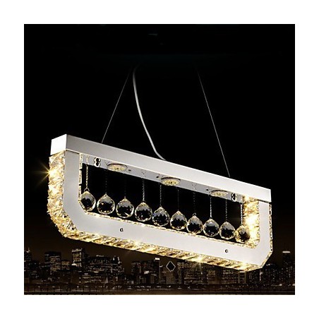 Lampadario a sospensione in cristallo rettangolare Droplight luce gialla