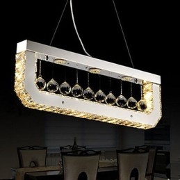 Lampadario a sospensione in cristallo rettangolare Droplight luce gialla