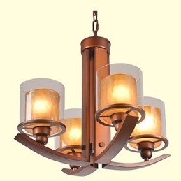 Lampadario classico retrò tradizionale in metallo dipinto marrone con paralume in vetro bianco