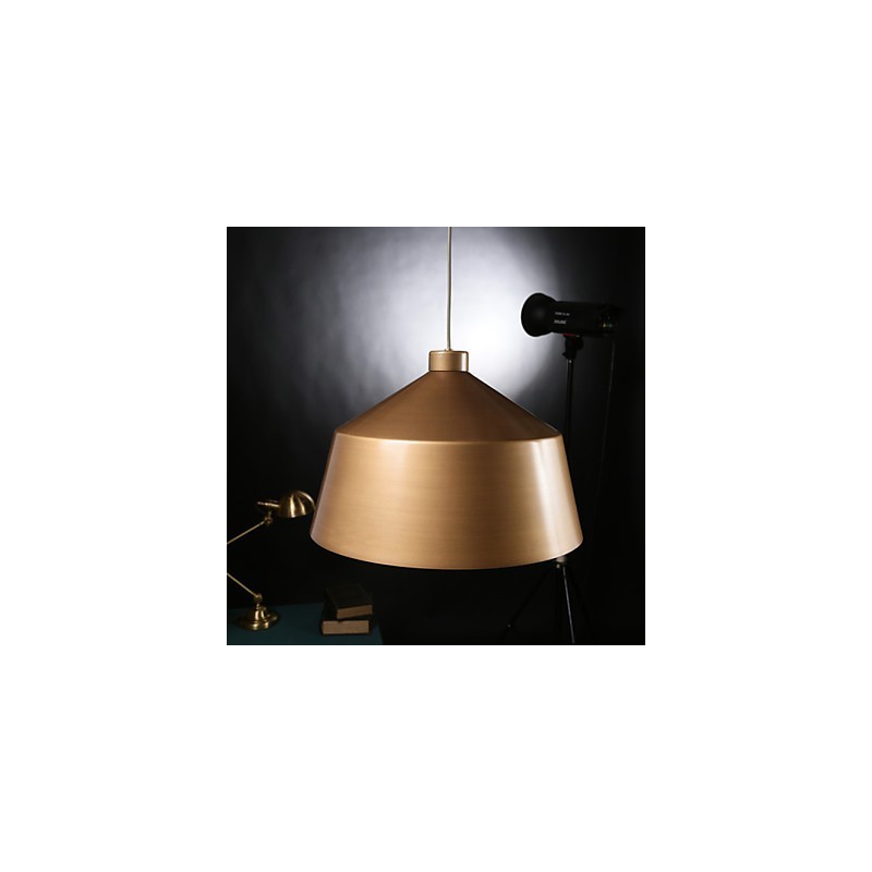Lampadario a sospensione retrò industriale americano in ottone antico, 1 lampadina E26/E27