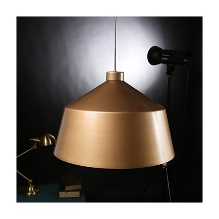Lampadario a sospensione retrò industriale americano in ottone antico, 1 lampadina E26/E27