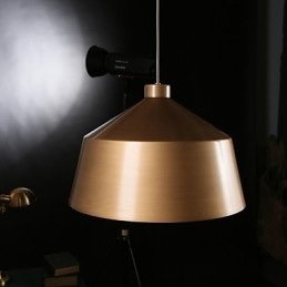 Lampadario a sospensione retrò industriale americano in ottone antico, 1 lampadina E26/E27