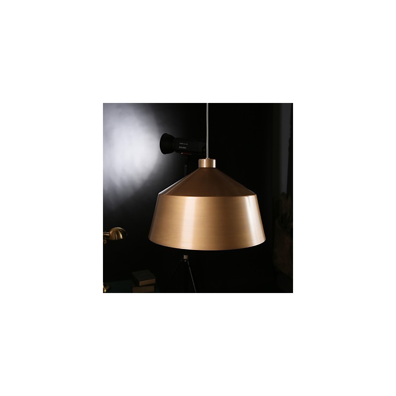 Lampadario a sospensione retrò industriale americano in ottone antico, 1 lampadina E26/E27