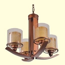 Lampadario classico retrò tradizionale in metallo dipinto marrone con paralume in vetro bianco