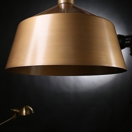 Lampadario a sospensione retrò industriale americano in ottone antico, 1 lampadina E26/E27
