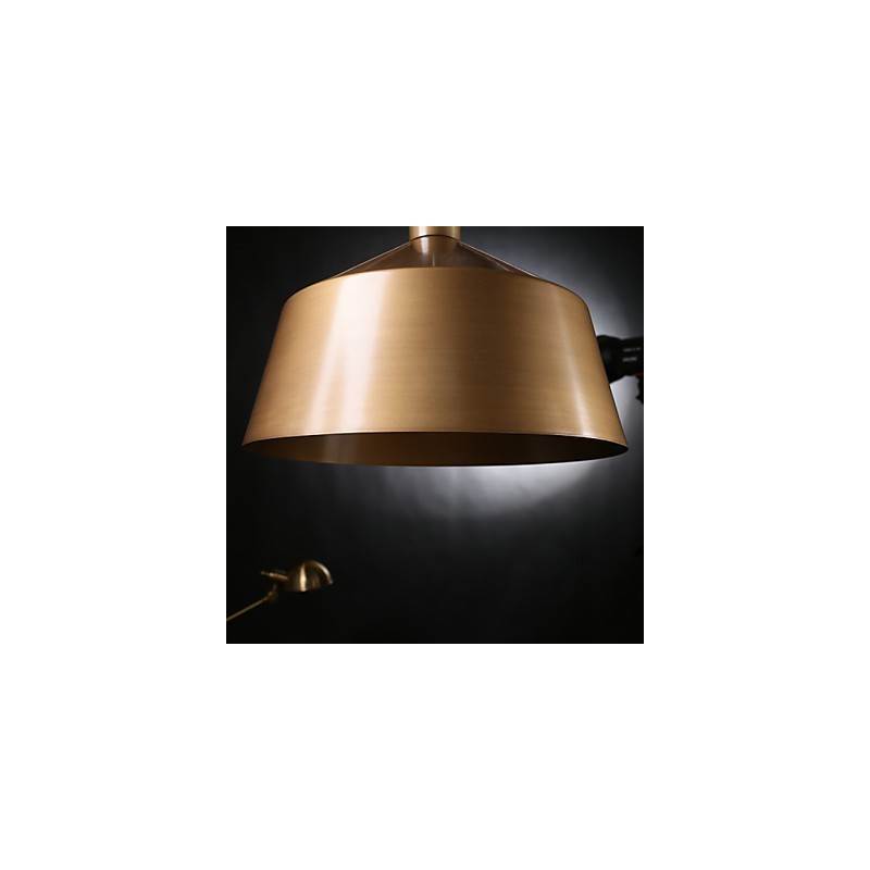 Lampadario a sospensione retrò industriale americano in ottone antico, 1 lampadina E26/E27