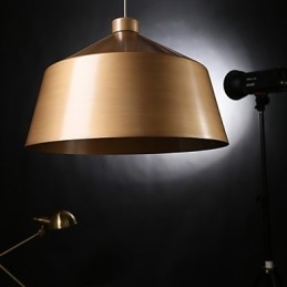 Lampadario a sospensione retrò industriale americano in ottone antico, 1 lampadina E26/E27
