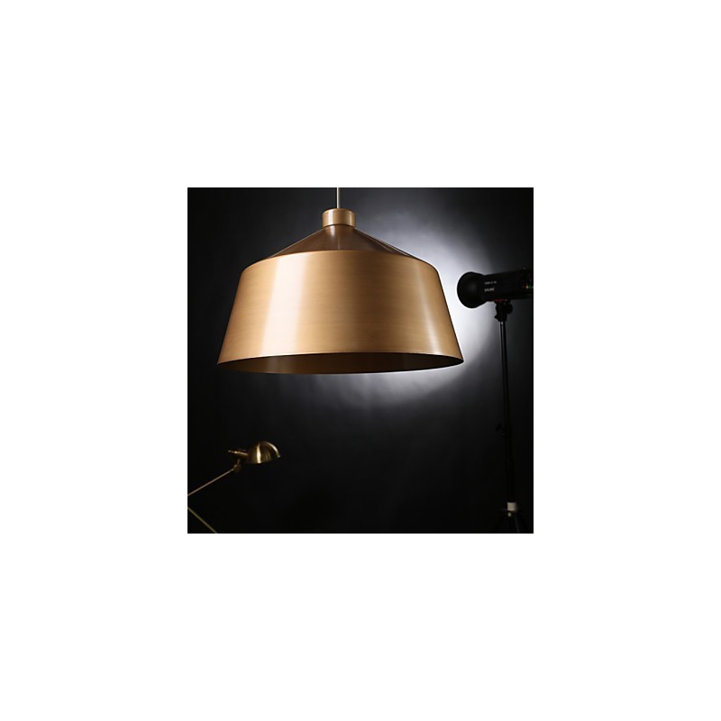 Lampadario a sospensione retrò industriale americano in ottone antico, 1 lampadina E26/E27