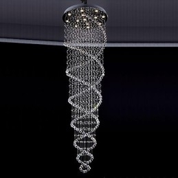 Lampada a sospensione in cristallo e metallo elettroplaccato, 1 lampadina GU10, 80 cm