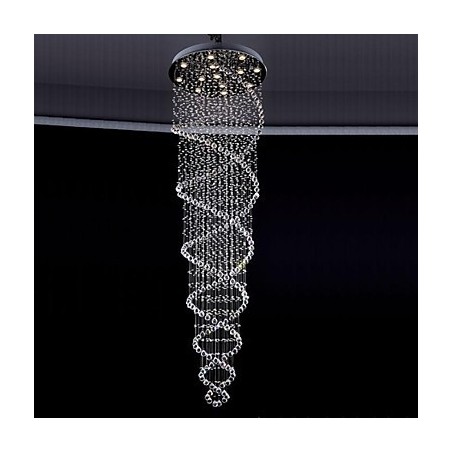 Lampada a sospensione in cristallo e metallo elettroplaccato, 1 lampadina GU10, 80 cm