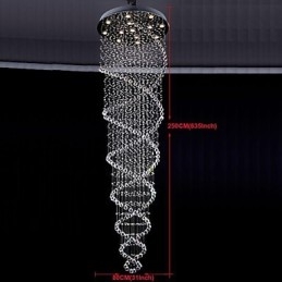 Lampada a sospensione in cristallo e metallo elettroplaccato, 1 lampadina GU10, 80 cm