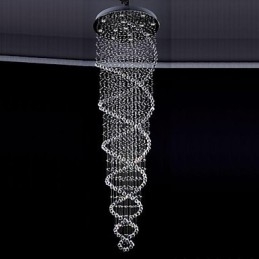 Lampada a sospensione in cristallo e metallo elettroplaccato, 1 lampadina GU10, 80 cm