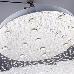 Lampada a sospensione in cristallo e metallo elettroplaccato, 1 lampadina GU10, 80 cm
