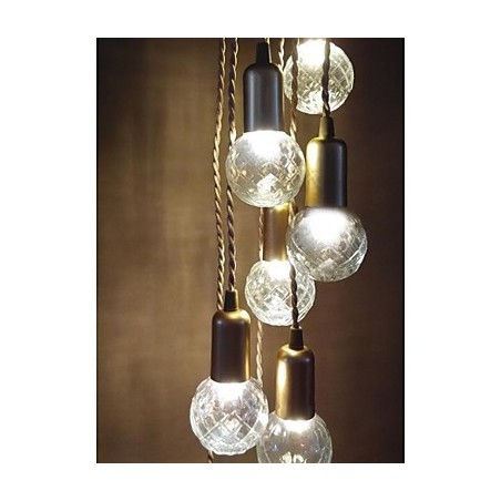 Lampada a sospensione classica rustica retrò in vetro dipinto stile lanterna, globo, tamburo