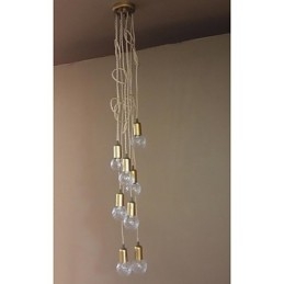 Lampada a sospensione classica rustica retrò in vetro dipinto stile lanterna, globo, tamburo