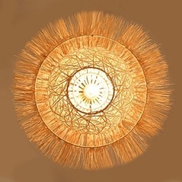 Lampada a sospensione moderna a 1 testa in rattan intrecciato stile rurale Cany