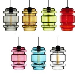 Lampadario a sospensione in vetro artistico a testa singola effetto caramella bianco grigio giallo verde rosso rosa blu