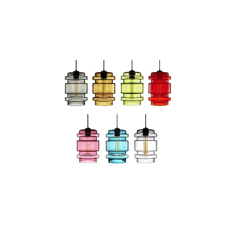 Lampadario a sospensione in vetro artistico a testa singola effetto caramella bianco grigio giallo verde rosso rosa blu