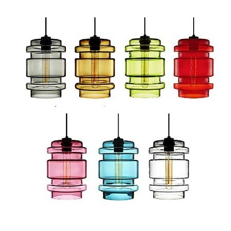 Lampadario a sospensione in vetro artistico a testa singola effetto caramella bianco grigio giallo verde rosso rosa blu