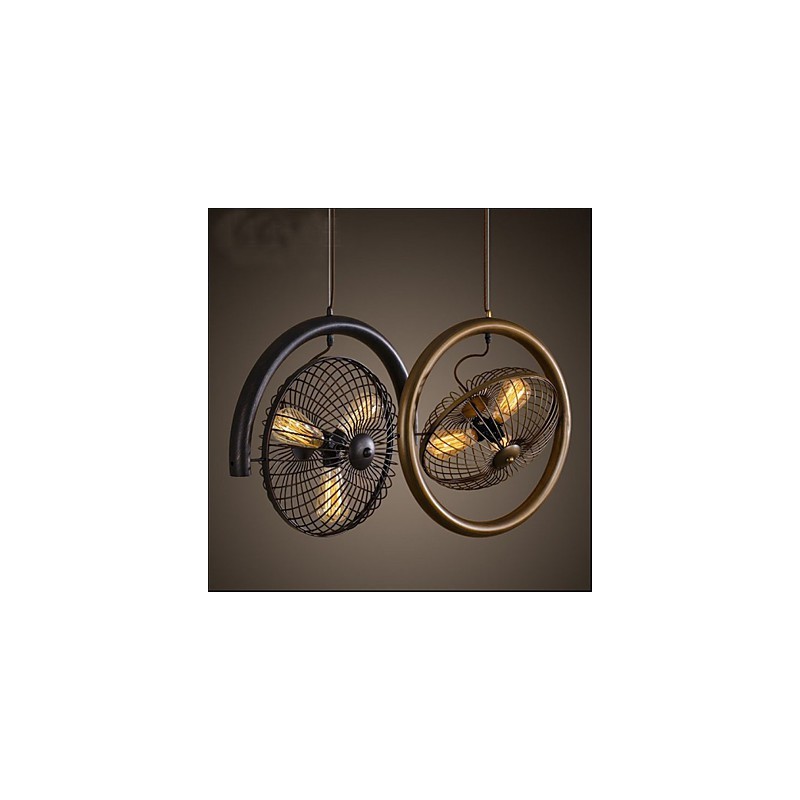 Lampada a sospensione industriale retrò americana con ventilatore a vento