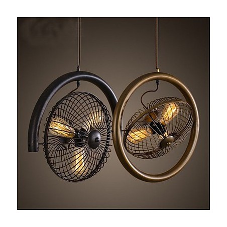 Lampada a sospensione industriale retrò americana con ventilatore a vento